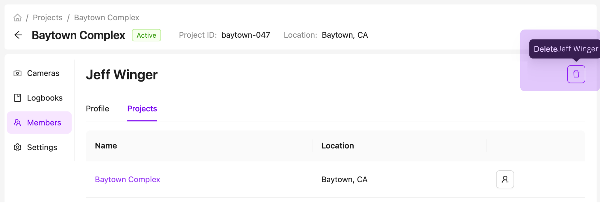 Project Member Delete