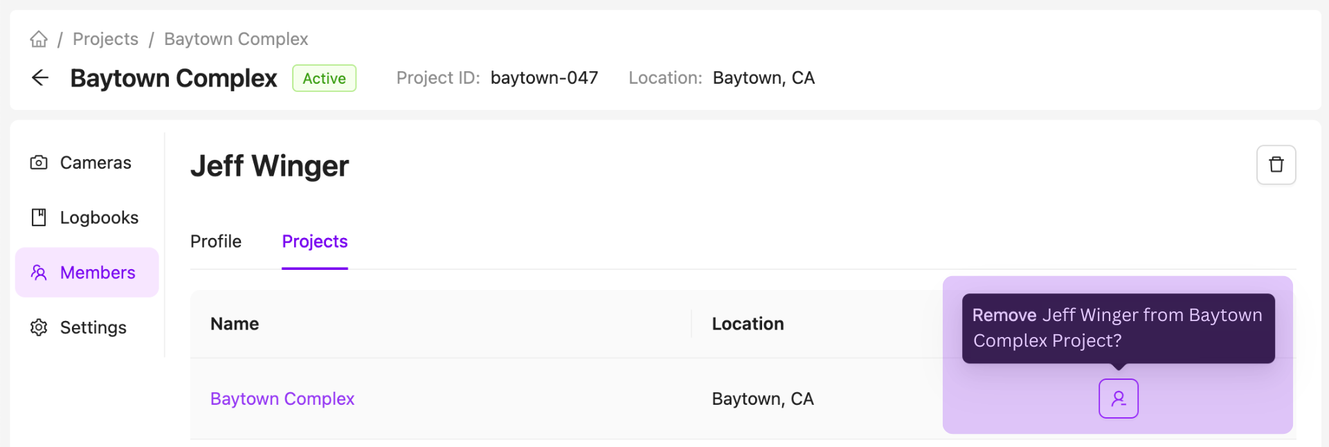 Project Member Projects Remove